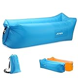 JSVER Wasserdichtes aufblasbares Sofa, Luft Sofa,Luft Couch, mit Integriertem Kissen, tragbares aufblasbares Sofa, aufblasbares Outdoor-Sofa Fuer Camping, Strand,Park, Hinterhof -Blau