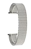 Bandini 22mm Silber Ton Edelstahl Stretch Uhrenarmband für Herren - Gerades Ende - Ersatzband Metall-Dehnungsarmband für Uhren - Keine Schließe