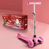 WeSkate Roller Kinder mit Verstellbare Höhe und leuchtende Räder Kinderscooter Dreiradscooter Kinderoller Scooter Tretroller für Kleinkinder Jungen & Mädchen 3-8 Jahre