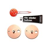 Nie Wieder Bohren BK43-2 Befestigungsadapter, selbstklebend, inkl. Klebetube und Ausdrückhilfe, Durchmesser 34mm