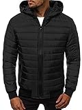 OZONEE Herren Übergangsjacke Jacke Übergang Jacken Herbst Bomberjacke Stehkragen Kapuze Steppjacke Kapuzenjacke Leichte Outdoor Puffer Jacket Gepolstert 777/3449K SCHWARZ L