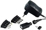 revolt Universal Ladegerät: Universal-Schaltnetzteil 600 mA, umschaltbar 3-12 Volt, 9 Adapter (12V Netzteil)