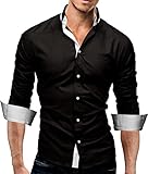 MERISH Hemd Slim Fit 3 Farben Größen S-XXL 03 Schwarz XXL