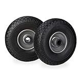Relaxdays, schwarz-grau Sackkarrenrad Set, pannensicher, 3.00-4 Vollgummireifen, Stahlfelge, 25mm Achse, 100kg, 260x85mm