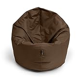 BuBiBag Sitzsack 2-in-1 Funktionen mit Füllung Sitzkissen Bodenkissen Kissen Sessel BeanBag (100 cm Durchmesser, braun)
