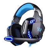 EasySMX bequem LED 3,5 mm Stereo Gaming LED Beleuchtung Over-Ear Kopfhörer Headset Stirnband mit Mikrofon für PC Computer Spiel