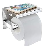 Toilettenpapierhalter Ohne Bohren mit Ablage, Telgoner klorollenhalter Selbstklebend SUS304 Edelstahl WC Rollenhalter Wandhalterung Klopapierhalter wc Papier Halterung