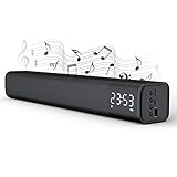 PC Lautsprecher TV, VOGMOGO Tragbare Soundbar Bluetooth 5.0 Lautsprecher, Mini Soundbar TV mit dem Wecker, der Uhr, Radio, HiFi, Stereo Sound, TF-Karte Slot USB Stick für PC, TV, Handy, Tablet