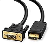 UGREEN 10235 Displayport auf VGA Kabel 2m DP Stecker auf VGA Stecker Adapterkabel Full HD 1080P mit 24K vergoldete Kontakte, Steckverriegelungen und Dreifach Schirmung für Grafikkarten,PC,Beamer und Monitor