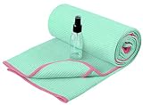 Heathyoga Yoga Handtuch mit hoher Bodenhaftung-Silikonbeschichtung, rutschfest-Wet Grip, 72'x26' (Green, 72'x26')