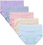 INNERSY Taillenslip Damen Baumwolle Unterhose Hoher Taille Grosse Groessen Slips 5 Pack, XL, Colour 5