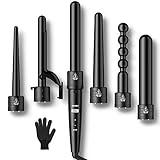 Lockenstab 6 in 1 LCD Keramikbeschichtung Multifunktions Austauschbare Lockenwickler Kit von ELEHOT