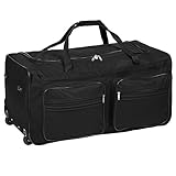 TecTake Robuste XXL Reisetasche Trolley | mit Rollen und Teleskopgriff | Füllmenge: 160 Liter | Diverse Farben (Schwarz | Nr. 402213)