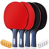 Glymnis Tischtennis Schläger, 4 Tischtennisschläger + 8 Bälle, Tischtennis Set mit 2 Tasche