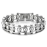 COOLSTEELANDBEYOND Herren Ball Fahrradkette Motorradkette aus Edelstahl Armband, Punk Rock, Männlich