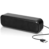 USB-Computer-Lautsprecher, Mini-Soundbar-Lautsprecher, USB-Power-Computer, Laptop-Lautsprecher, Stereo-Sound, USB-Soundbar für Computer, Tablets, Desktop, Laptop, PC, Checkout-Zähler (Black)