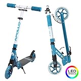 Apollo Scooter LED - Skyracer mit Led Wheels 145mm City Scooter mit Federung, City-Roller klappbar und höhenverstellbar, Kickscooter für Kinder und Teens