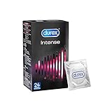 Durex Intense Orgasmic Kondome – Gerippte und genoppte Kondome mit Stimulationsgel für eine intensive Befriedigung der Frau – 24er Pack (1 x 24 Stück)