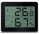 Technoline WS 9450 kleines Thermometer, digital, mit Innentemperatur- und Innenluftfeuchteanzeige, sowie Wohlfühlindikator, schwarz, 100 x 10 x 81 mm