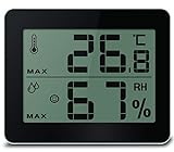Technoline WS 9450 kleines Thermometer, digital, mit Innentemperatur- und Innenluftfeuchteanzeige, sowie Wohlfühlindikator, schwarz, 100 x 10 x 81 mm
