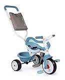 Smoby 740414 - Be Move Komfort blau - Kinderdreirad mit Schubstange, Sitz mit Sicherheitsgurt, Metallrahmen, Pedal-Freilauf, für Kinder ab 10 Monaten