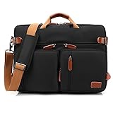 Srotek Laptop-Tasche aus Nylon, Umhängetasche, umwandelbarer Rucksack, Laptoptasche und Aktentasche, Handtasche, Reisetasche, ideal für Schule, Männer/Frauen schwarz Schwarz 15.6 pouces
