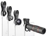 Somikon Handy Objektiv: 11-teiliges Smartphone-Vorsatz-Linsen-Set mit Stativ und Fernauslöser (Smartphone Vorsatz Tele Objektiv)
