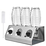 KING DO WAY Abtropfhalter Abtropfständer aus Edelstahl für Crystal und Emil Flaschen, Streambrush mit Deckelhalter Flaschenständer Herausnehmbare Abtropfschale für Glasflaschen