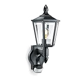 Steinel Außenleuchte L 15 schwarz, Wandleuchte mit 180° Bewegungsmelder, max. 10 m Reichweite, klassisches Design
