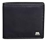 Brown Bear Geldbörse Herren Leder Schwarz mit Münzfach Querformat RFID Schutz Blocker Doppelnaht Echtleder Business Männer Portemonnaie hochwertig Geldbeutel Portmonaise Portmonee BB CL 1409 C bk