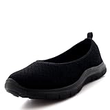 Womens Ballerina Fitness Yoga Walking Running Sports Gym Lightweight Mesh Trainers - Black/Black - UK3/EU36 - BS0107