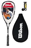 Wilson Hyper Hammer 120 PH Squashschläger + 3 Dunlop Squash Bälle - Schwarz + 3 Pro Bälle