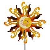 CIM Metall Windrad - Sunface Autumn - wetterfest, handbemalt - Windrad: Ø55cm, Tiefe: 12cm, Gesamthöhe: 160cm - inkl. Standstab