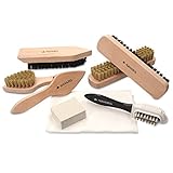 Navaris Schuhbürsten Schuhpflege 8er Set - 6X Bürste 1x Schmutzradierer 1x Poliertuch - Schuhputzbürsten Pflege für Verschiedene Leder Arten