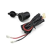 PIXNOR wasserdichte 12V Auto Motorrad weibliche Zigarettenanzünder Power Plug Steckdose mit 1,5 M Sicherung Draht