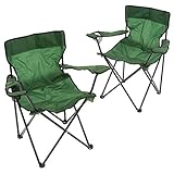 Nexos 2er Set Angelstuhl Angelhocker Faltstuhl Campingstuhl Klappstuhl mit Armlehne Getränkehalter grün 85x 52x50 cm bis 120 kg incl. Transporttasche