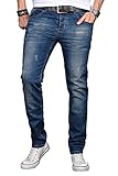 Alessandro Salvarini A. Salvarini Herren Designer Jeans Hose Stretch Basic Jeanshose Regular Slim, Deep Blue Used, 33W / 30L