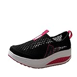 Xmiral Atmungsaktive Mesh Wedge Heels Für Damen Dickbesohlte Casual Wedge Schuhe Sportschuhe(40,Schwarz)