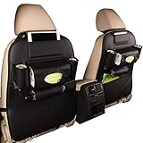 HCMAX 2 Pack Auto-Rückenlehnenschutz Autositz zurück Veranstalter Tasche Rücksitz Schutzaufbewahrung Trittmatte Ipad Mini Halter Großes Reisezubehör