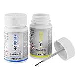 MG PRIME Autolack Lackstift Set für Mitsubishi W19 White/Islandweiss Basislack Klarlack je 50ml