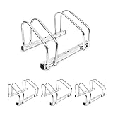 Relaxdays 4 x Fahrradständer, Boden/Wandmontage, für je 2 Fahrräder, Stahl, Fahrradhalter für draußen, HBT 26 x 40 x 32 cm, Silber