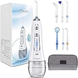 BESTOPE Munddusche Kabellos Elektrische mit 5 Modi und 6 Düsen Wasser Flosser IPX7 Wasserdicht USB Aufladen 300ML Oral Irrigator water flosser Zahnreiniger für Zuhause Reise