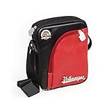 BRISA VW Collection - Stylishe Volkswagen T1 Bulli Bus Schulter-Umhänge-Tasche (PU & Reifenprofil/Klein/Rot/Schwarz
