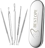 BESTOPE Mitesserentferner Komedonenquetscher Set mit Metall Box Doppelseitig Blackhead Remover aus Edelstahl Akne Whiteheads Mitesser Entferner Kit für alle Hauttypen
