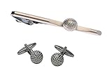 Unbekannt Golf Set Manschettenknöpfe + Krawattenklammer Golfball + Silberboxen
