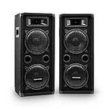 auna Pro PW - passiver PA-Lautsprecher PA-Box, Lautsprecher-Paar, schwarz, Horn-Mitteltöner, 2 x Piezo-Hochtöner,zwei 3-Wege-Lautsprecher, 400 Watt, schwarz