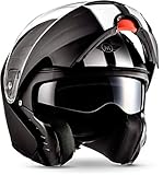 Moto Helmets® F19 „Racing Black“ · Motorrad-Helm · Klapp-Helm Modular-Helm Flip-up Integral-Helm Motorrad-Helm Roller-Helm MTB · ECE 22.05 Sonnenvisier Schnellverschluss Tasche XL (61-62cm)