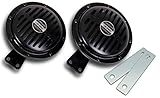 2x Retro Oldtimerhorn in 12 Volt - Schwarz (aus Kunststoff und Metall)~