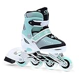 SMJ Kinder Mädchen Inliner Inlineskates Größenverstellbar | 82A Rollen | ABEC7 Carbon Kugellager | Einstellbare Fitness Skates für Kinder | Türkis (M (34-37))