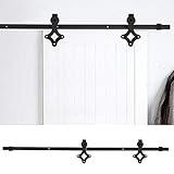 Schiebetürsystem, 6.6FT/200cm Einzeltür Schiebetürbeschlag Set Schiebetürbeschlag Schiebetore Zubehörteil Laufschienen-Kit Tür-Hardware-Kit für Türbreite 80-90cm, Spleißen（Diamant-Typ）